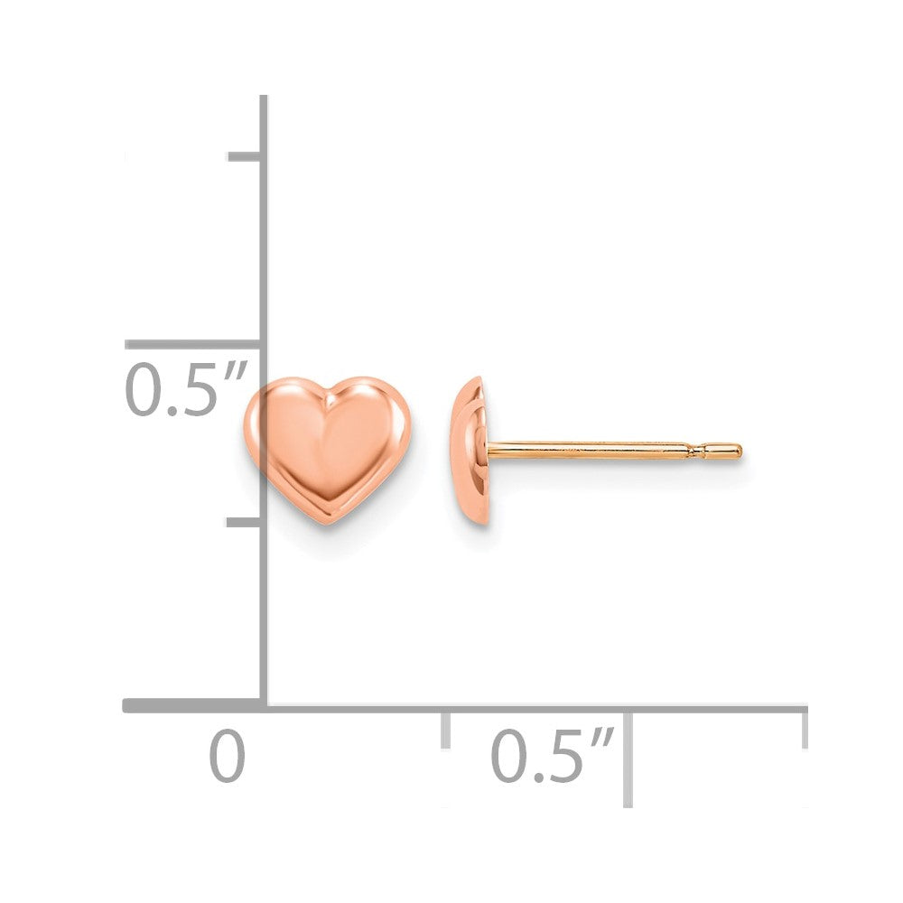 14K Rose Gold Heart Post Earrings - Product Photo
