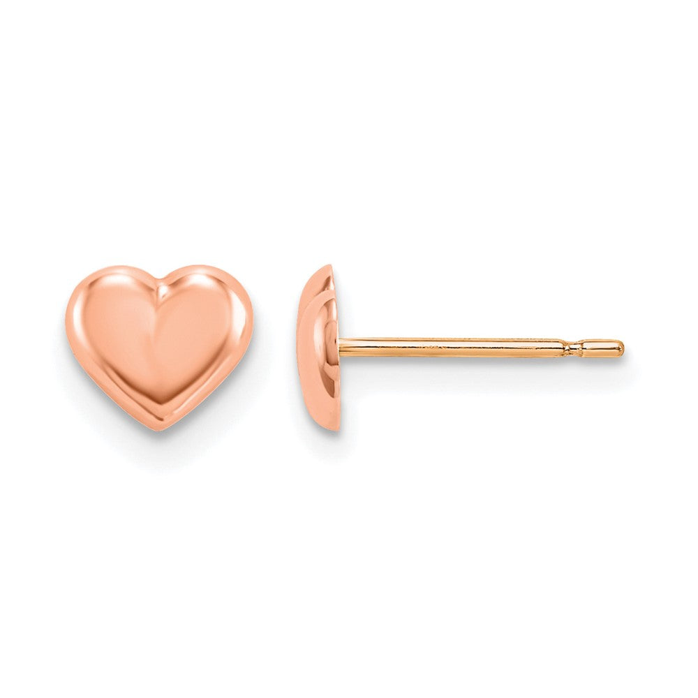 14K Rose Gold Heart Post Earrings