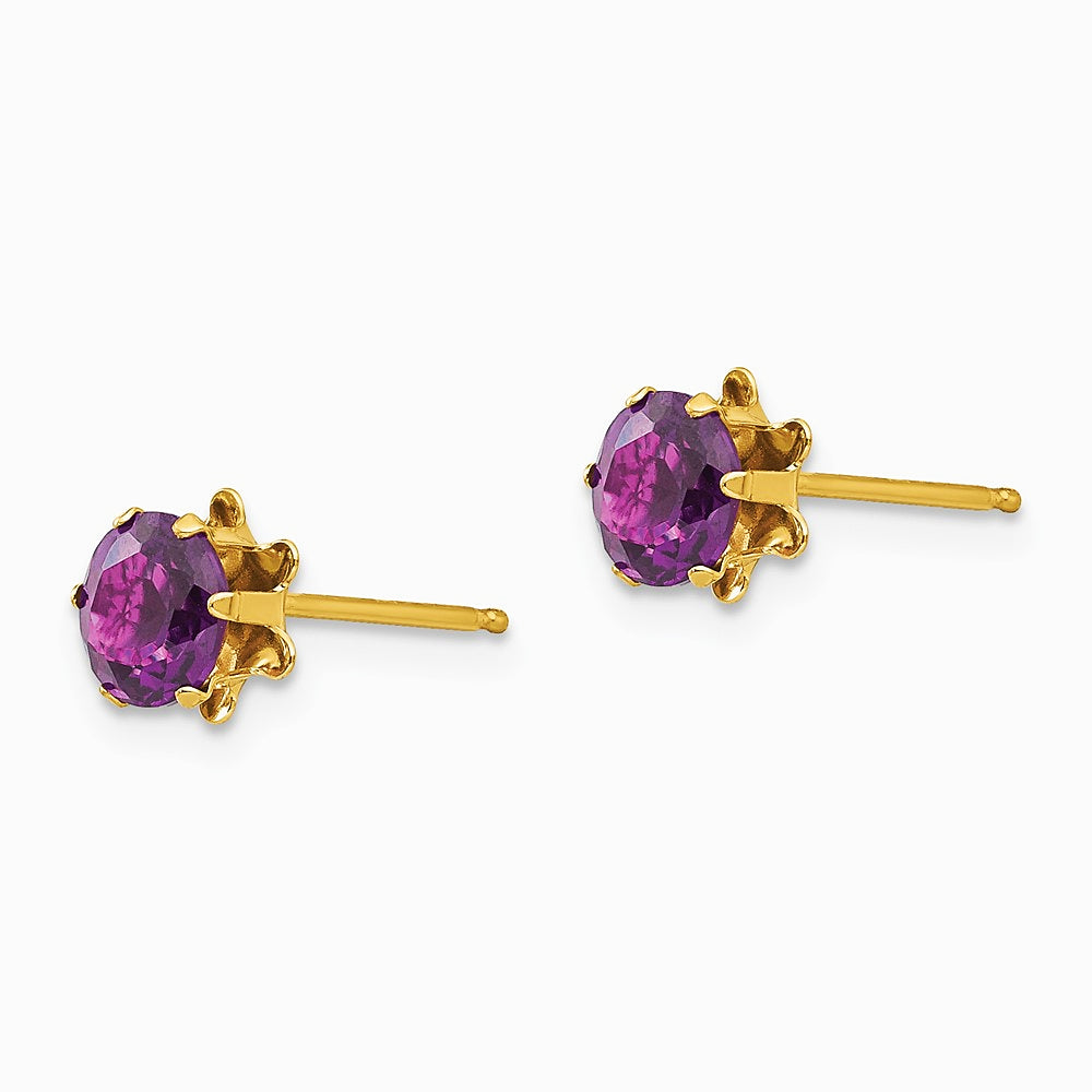 14K Yellow Gold 5mm CZ Birthstone (Jun) Earrings - Product Photo