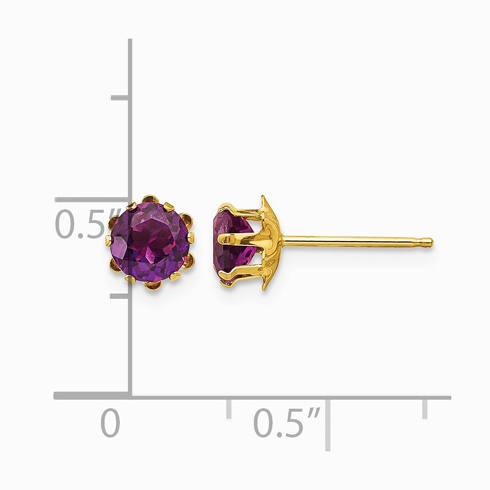 14K Yellow Gold 5mm CZ Birthstone (Jun) Earrings - Product Photo