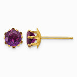 14K Yellow Gold 5mm CZ Birthstone (Jun) Earrings - Product Photo