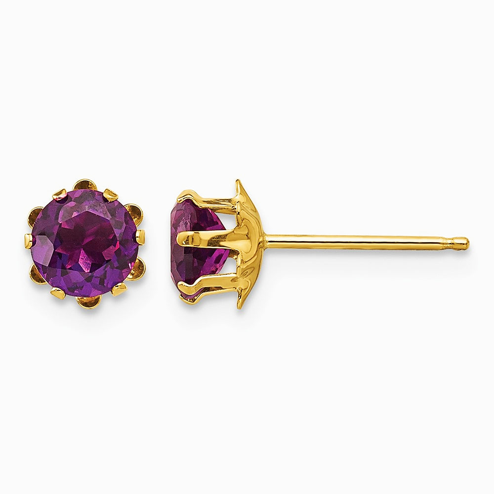 14K Yellow Gold 5mm CZ Birthstone (Jun) Earrings - Product Photo