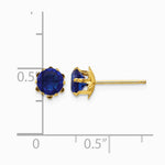 14K Yellow Gold 5mm CZ Birthstone (Sep) Earrings - Product Photo