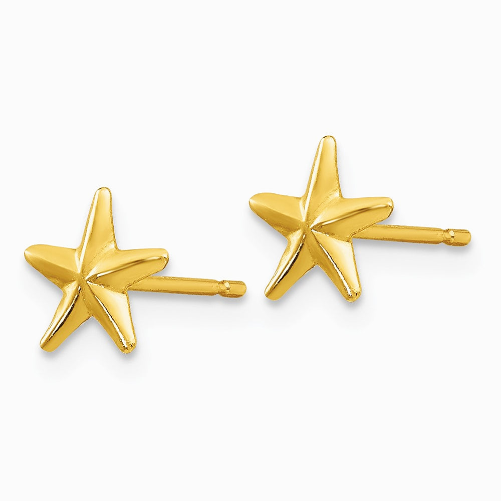 14K Yellow Gold Star Post Earrings - Product Photo