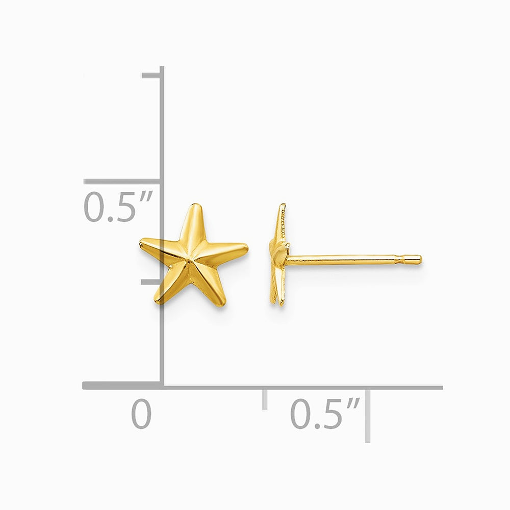 14K Yellow Gold Star Post Earrings - Product Photo