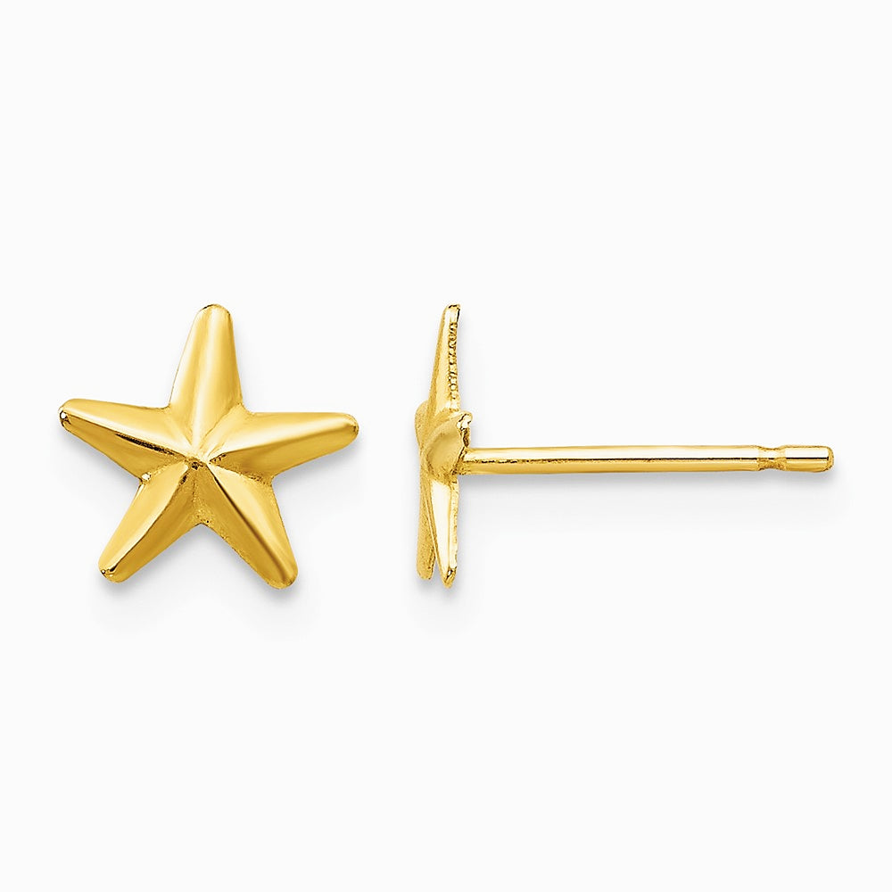 14K Yellow Gold Star Post Earrings - Product Photo