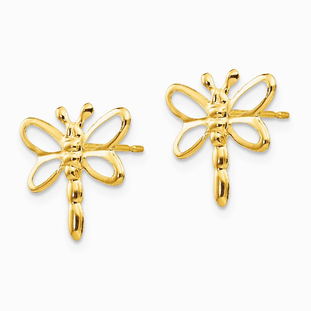 14K Yellow Gold Dragonfly Post Earrings - Product Photo