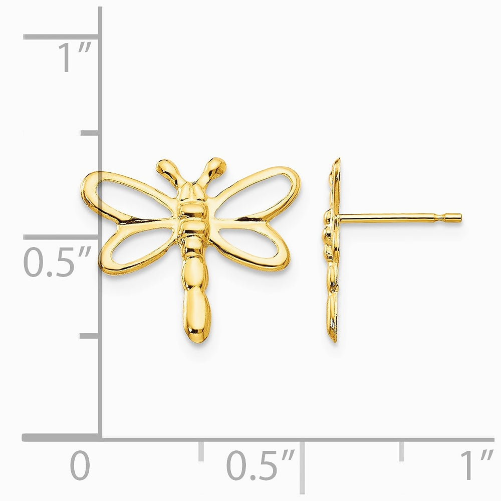 14K Yellow Gold Dragonfly Post Earrings - Product Photo