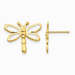 14K Yellow Gold Dragonfly Post Earrings - Product Photo