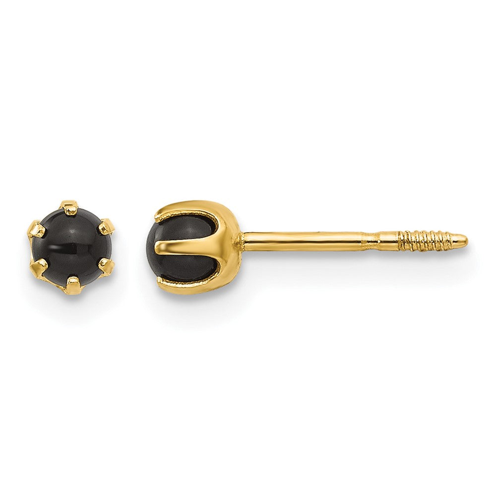 14K Yellow Gold 3mm Onyx Post Earrings