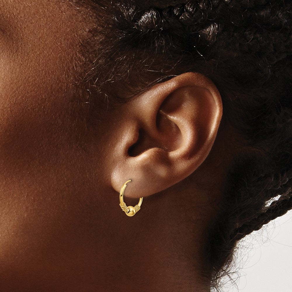 14K Yellow Gold Endless Hoop with Bead Earrings - Product Photo