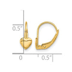 14K Yellow Gold Heart Leverback Earrings - Product Photo