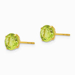 14K Yellow Gold Round Peridot 6mm Post Earrings - Product Photo