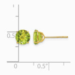 14K Yellow Gold Round Peridot 6mm Post Earrings - Product Photo