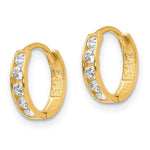 14K Yellow Gold CZ Hinged Hoop Earrings - Product Photo