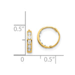 14K Yellow Gold CZ Hinged Hoop Earrings - Product Photo