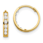 14K Yellow Gold CZ Hinged Hoop Earrings - Product Photo