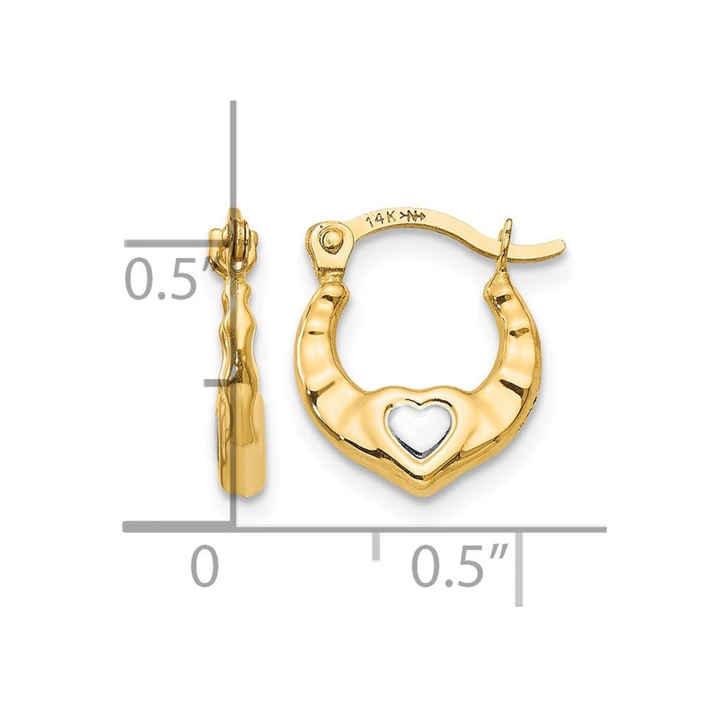 14K Madi K w/Rhodium Heart Hollow Hoop Earrings - Product Photo
