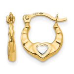 14K Madi K w/Rhodium Heart Hollow Hoop Earrings - Product Photo