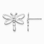 14K White Gold Polished Dragonfly Earrings - Product Photo