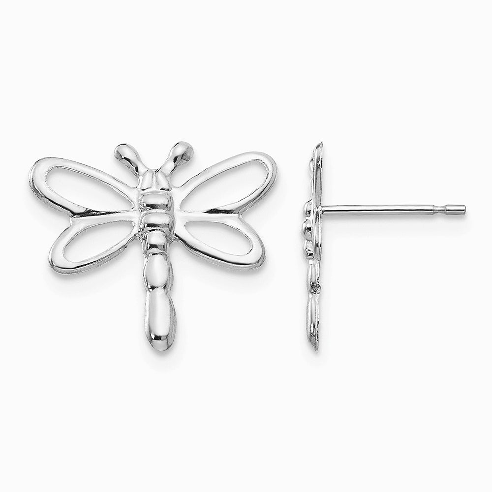 14K White Gold Polished Dragonfly Earrings