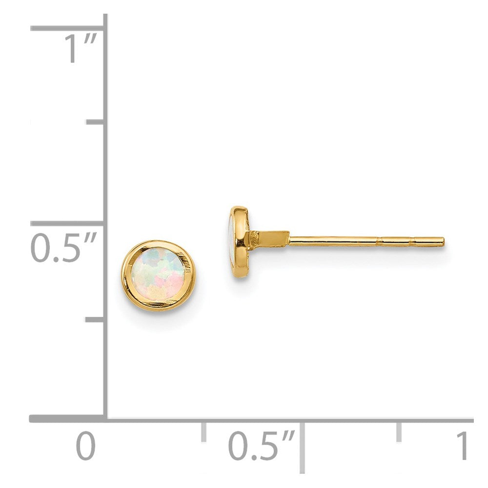 14K Madi K Polished Lab Created Opal Bezel Post Earrings - Product Photo