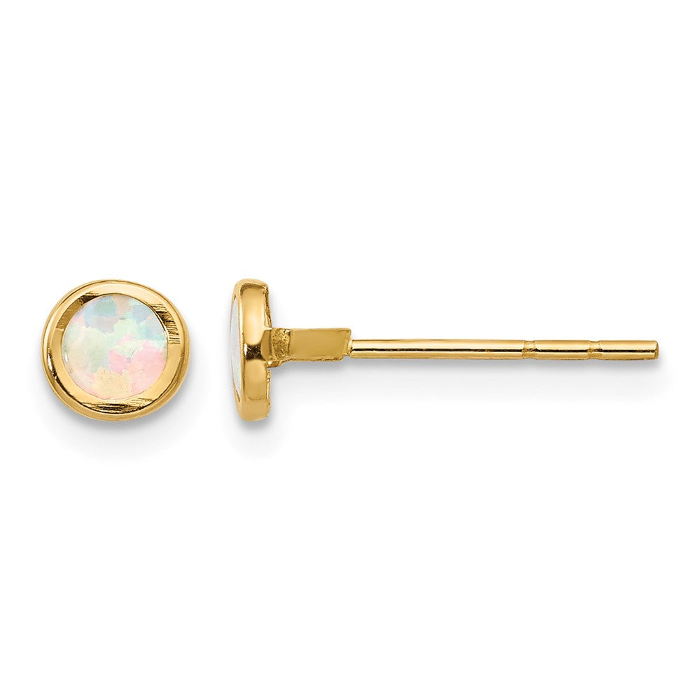 14K Madi K Polished Lab Created Opal Bezel Post Earrings - Product Photo