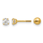 14k Madi K Polished Reversible Ball and CZ Earrings - Product Photo