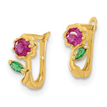14k Madi K Polished Red & Green CZ Flower Hoops - Product Photo