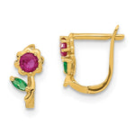 14k Madi K Polished Red & Green CZ Flower Hoops - Product Photo