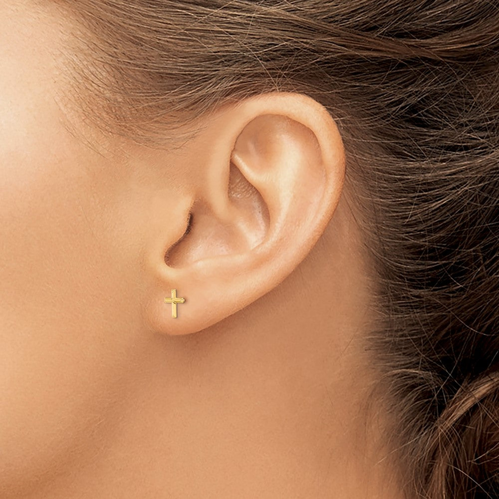 14k Madi K Polished 3D Cross Post Earrings - Product Photo