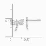 14K White Gold Polished CZ Dragonfly Post Earrings - Product Photo