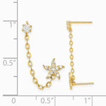 14K Yellow Gold CZ Double Post with Chain Starfish Earring - Product Photo