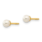 14K Yellow Gold Reversible 3.75-4mm FW Cultured Pearl & Gold Bead Earrings - Product Photo