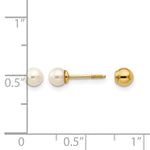 14K Yellow Gold Reversible 3.75-4mm FW Cultured Pearl & Gold Bead Earrings - Product Photo