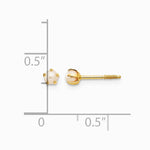 14K Yellow Gold 2.5 mm Freshwater Cultured Pearl Earrings - Product Photo