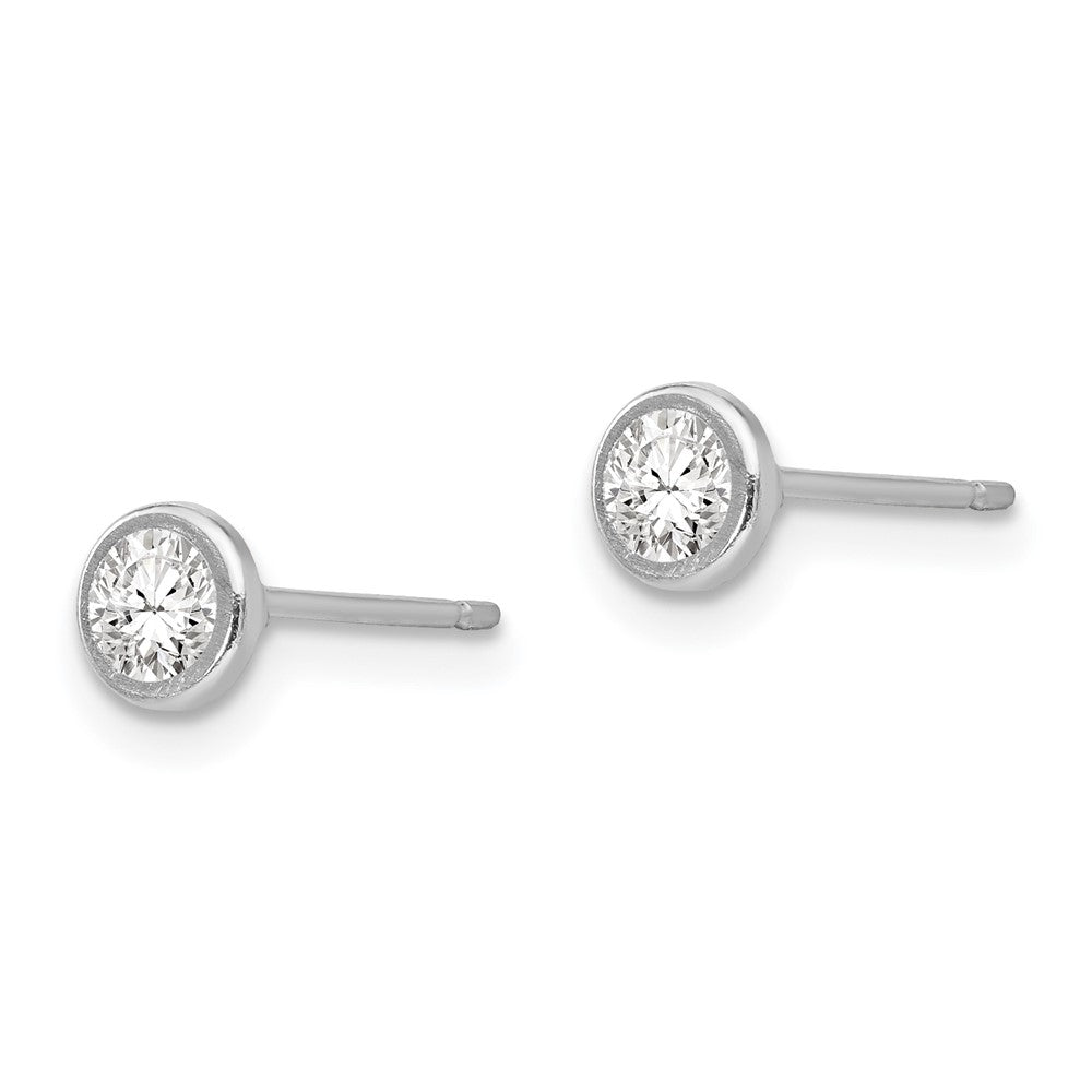 14k White Gold Madi K 4mm Bezel Set CZ Post Earrings - Product Photo