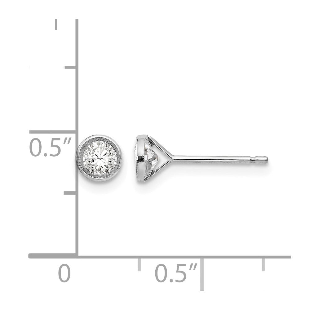 14k White Gold Madi K 4mm Bezel Set CZ Post Earrings - Product Photo