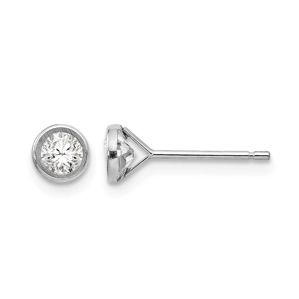 14k White Gold Madi K 4mm Bezel Set CZ Post Earrings - Product Photo