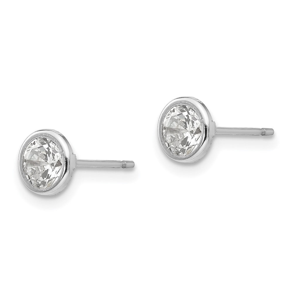 14k White Gold Madi K 5mm Bezel Set CZ Post Earrings - Product Photo