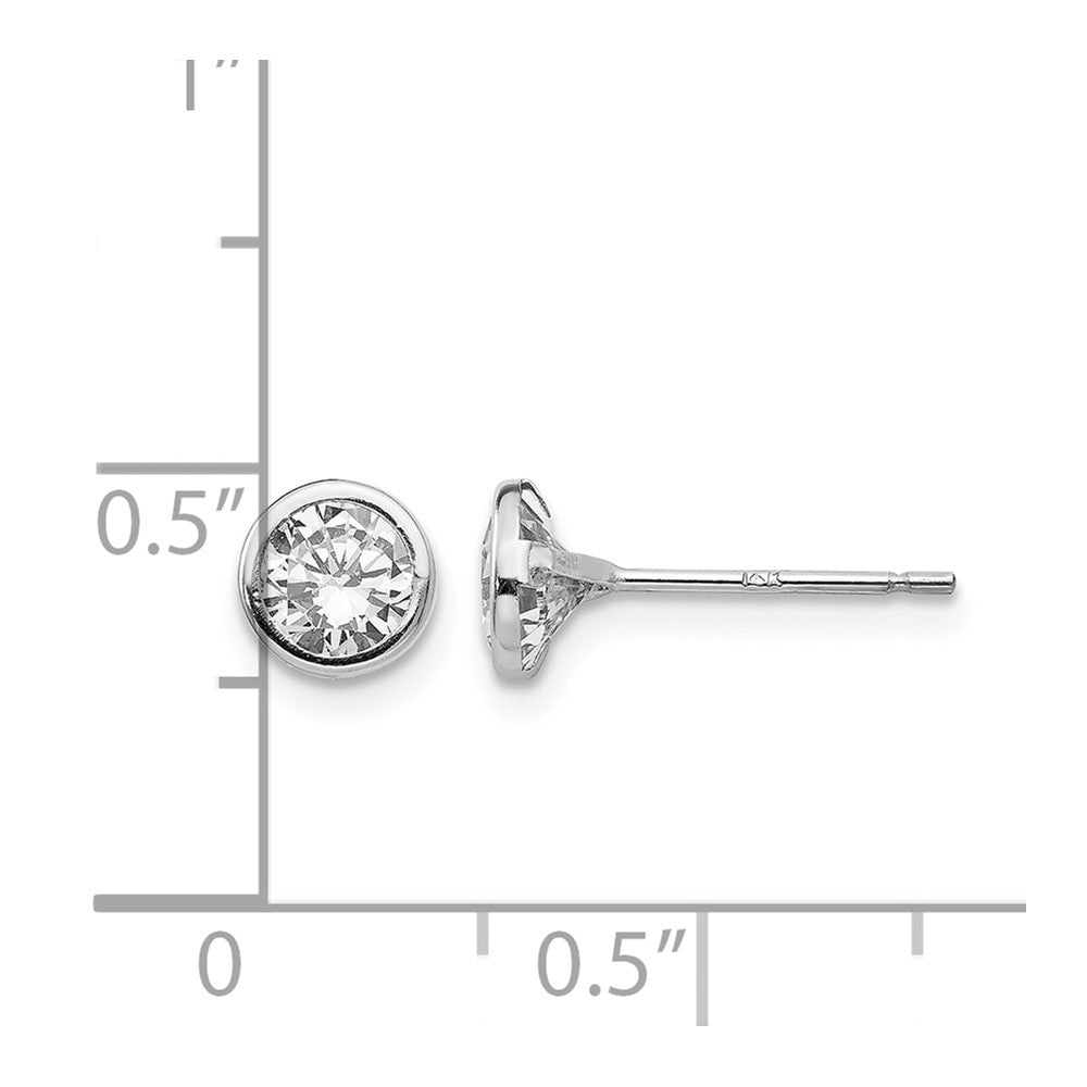 14k White Gold Madi K 5mm Bezel Set CZ Post Earrings - Product Photo