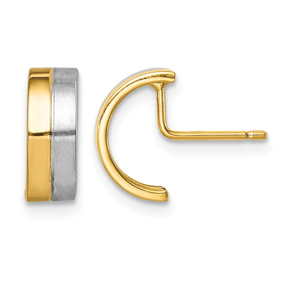 14K Yellow & Rhodium with Rhodium Half Circle Post Earrings