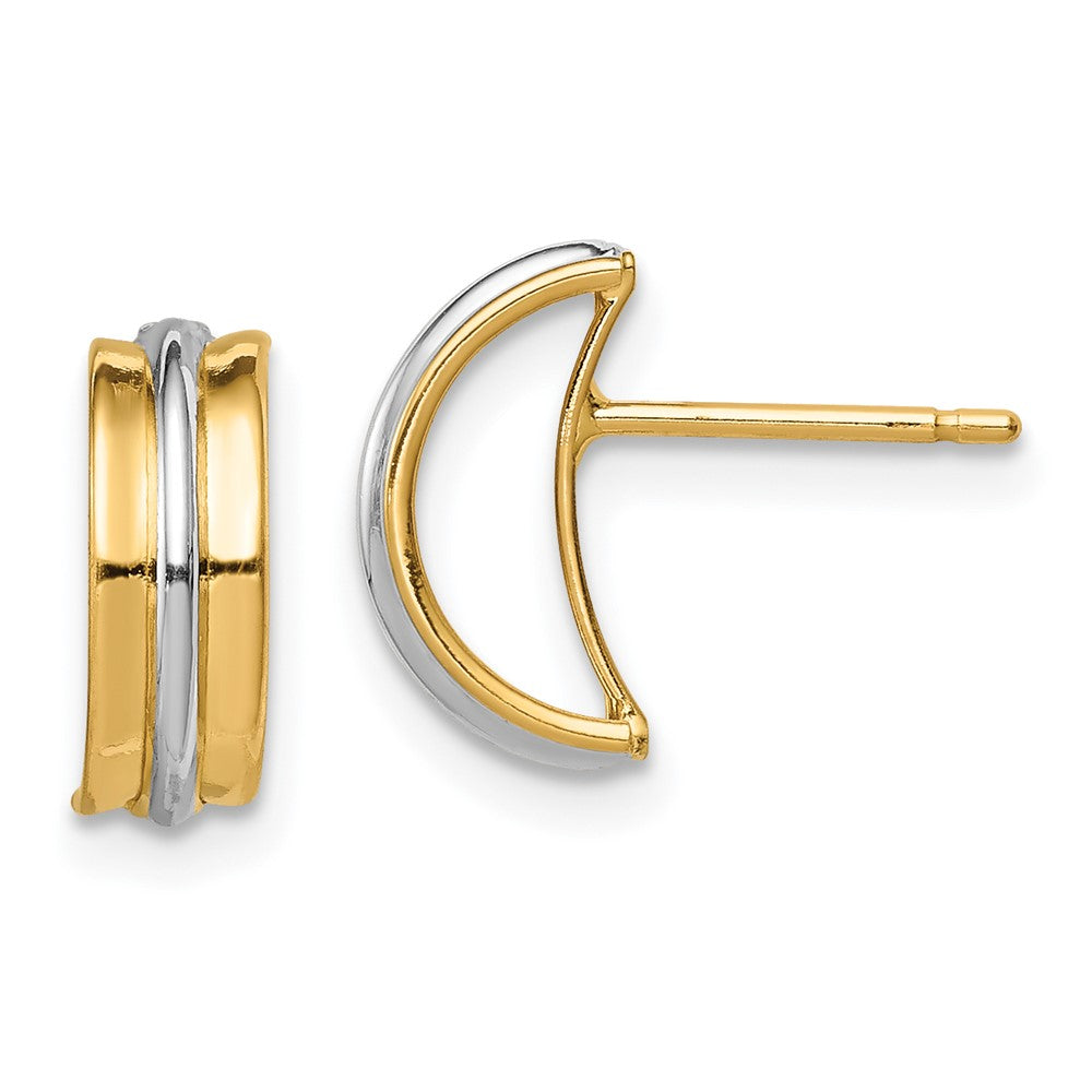 14K Yellow & Rhodium with Rhodium Post Earrings