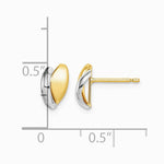 14K Yellow & Rhodium with Rhodium Satin Leaf Post Earrings - Product Photo