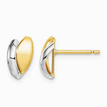 14K Yellow & Rhodium with Rhodium Satin Leaf Post Earrings - Product Photo