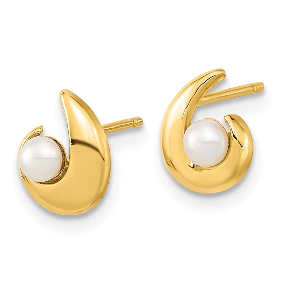 14K Madi K Polished 3.5mm Freshwater Cultured Pearl Post Earrings - Product Photo