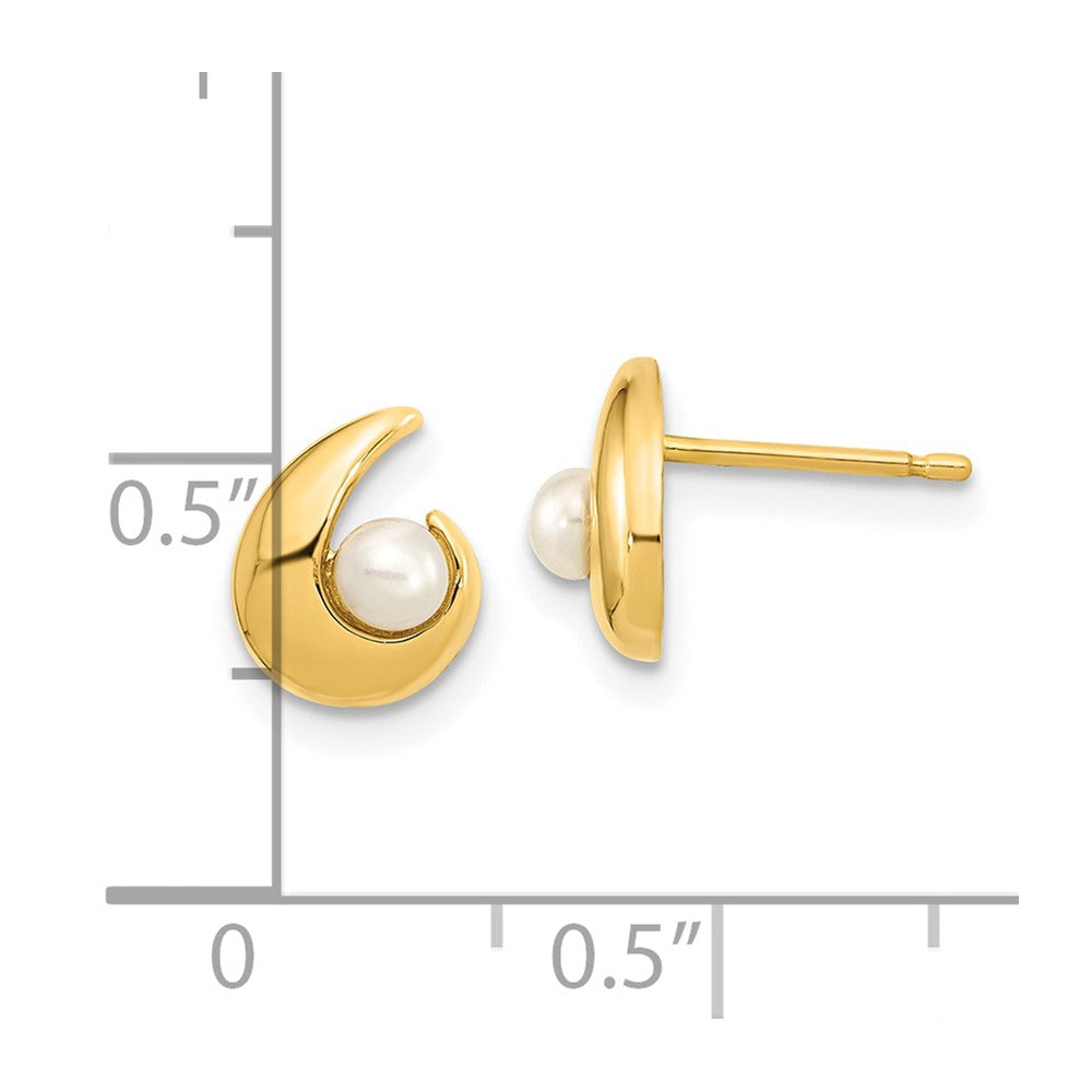 14K Madi K Polished 3.5mm Freshwater Cultured Pearl Post Earrings - Product Photo