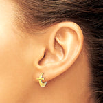 14K Yellow Gold Polished Cross with CZ Heart Hinged Huggie Hoop Earrings - Product Photo