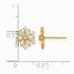 14K Yellow Gold Polished CZ Snowflake Post Earrings - Product Photo