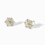 14K Yellow Gold Polished CZ Snowflake Post Earrings - Product Photo